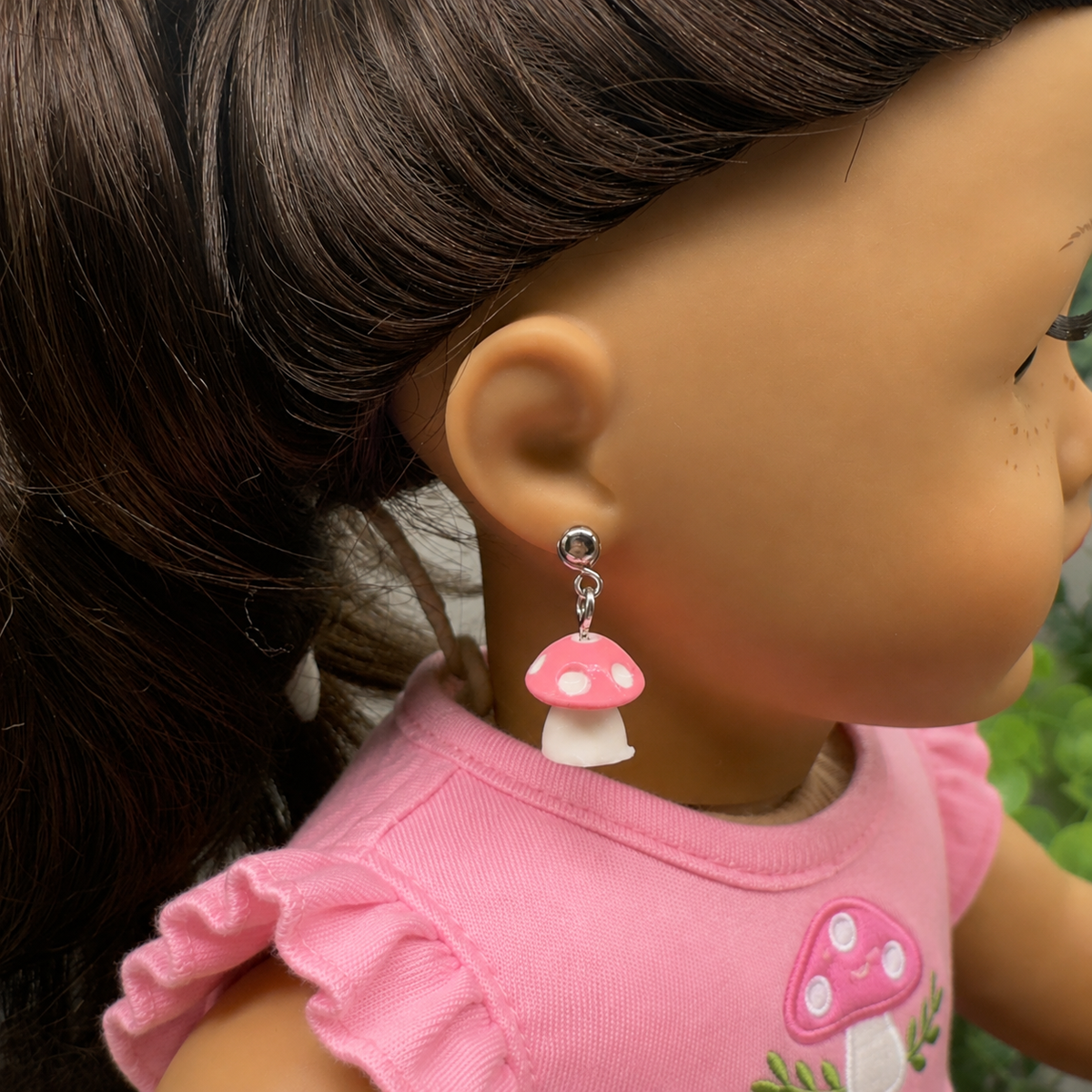 Pink White Mushroom Doll Earring DANGLE ONLY • 18” Fashion Doll Jewelry