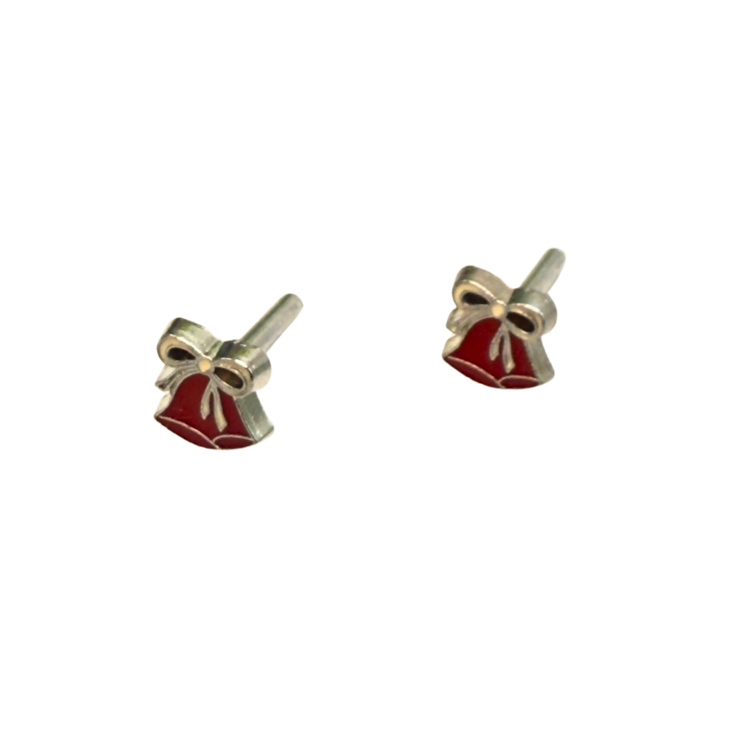 Burgundy Red Silver Christmas Bell Post Doll Earrings • 2mm Post for 18 Inch Fashion Doll