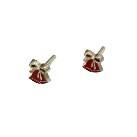 Burgundy Red Silver Christmas Bell Post Doll Earrings • 2mm Post for 18 Inch Fashion Doll