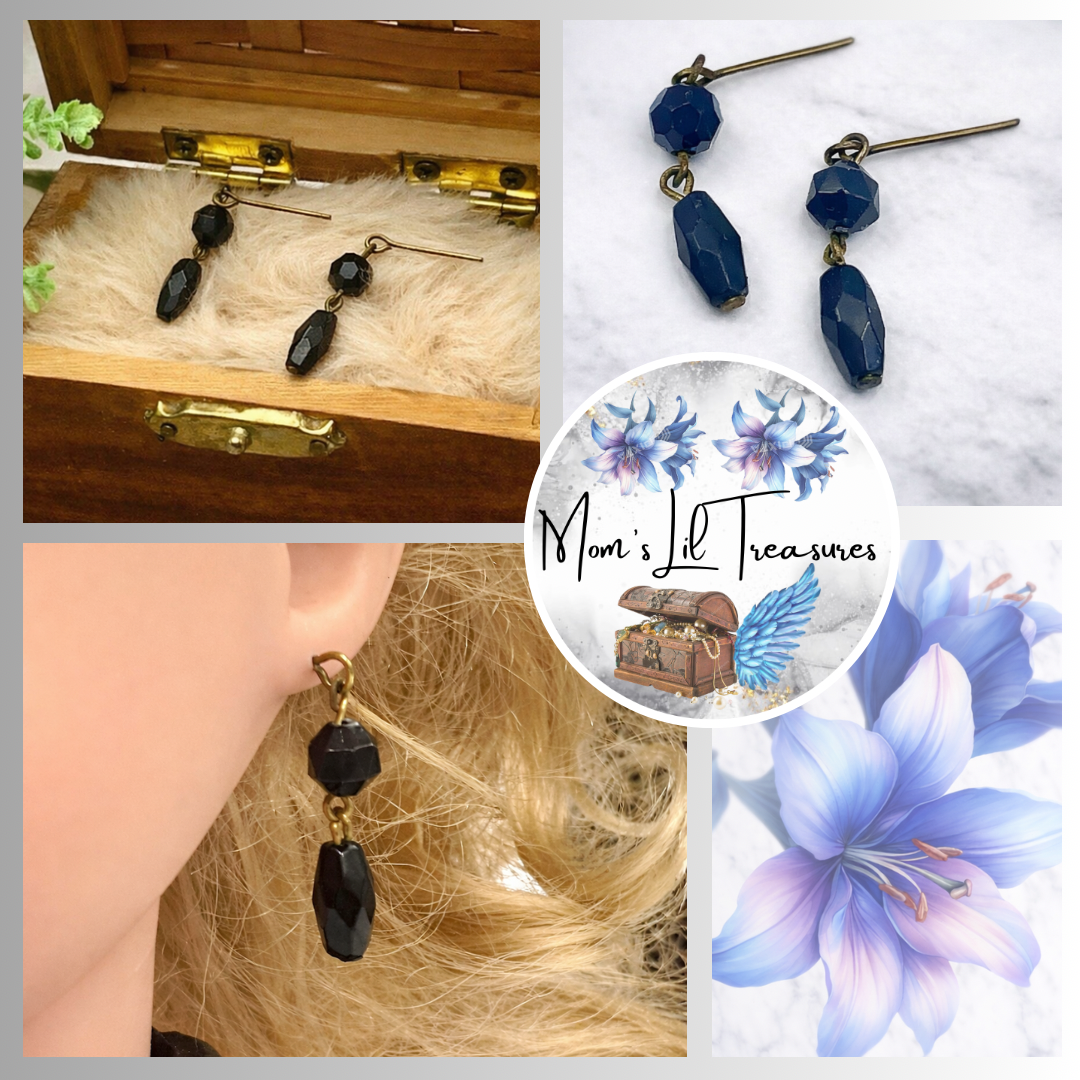 Black Glass Beaded Dangle Doll Earrings • 18 Inch Fashion Doll Jewelry
