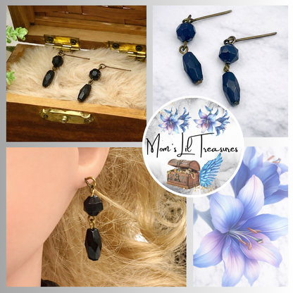 Black Glass Beaded Dangle Doll Earrings • 18 Inch Fashion Doll Jewelry