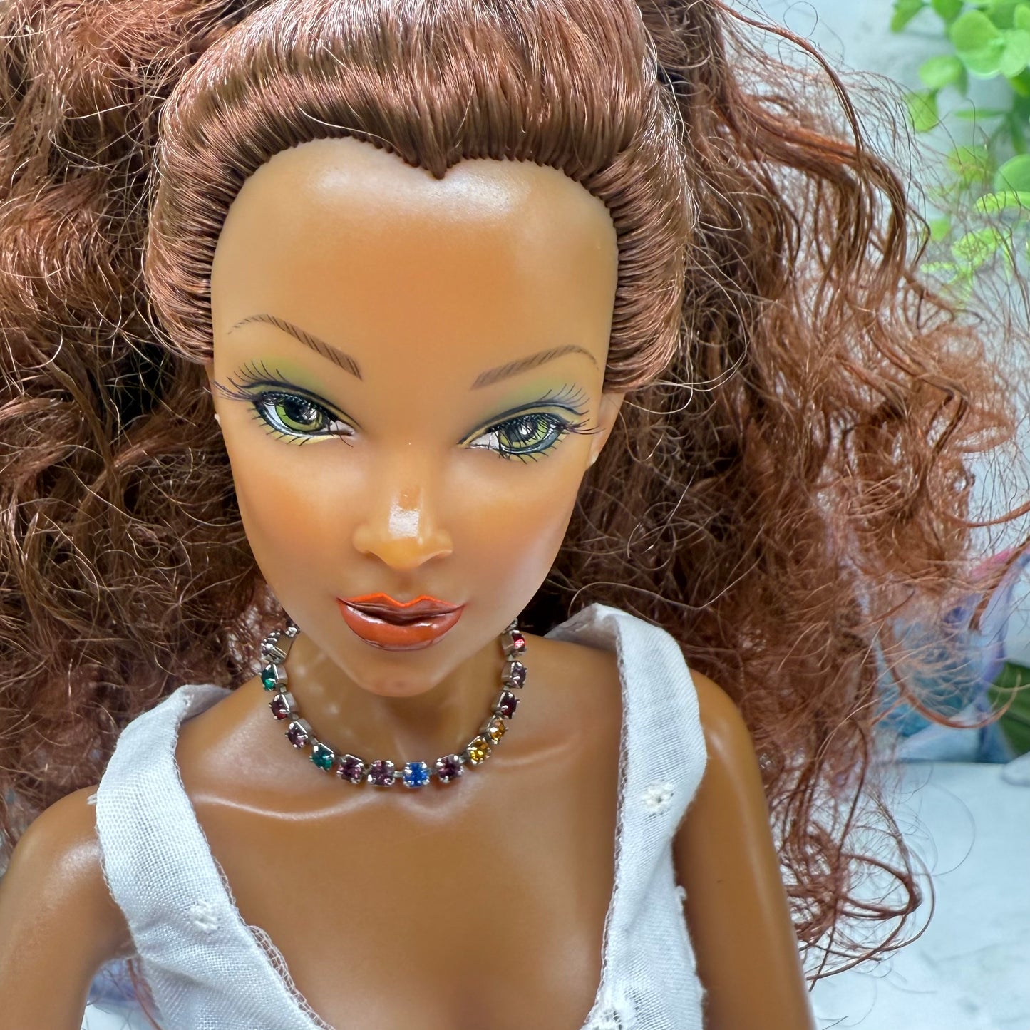 Multi Color Rhinestone Silver Doll Necklace • 16 Inch Fashion Doll Jewelry