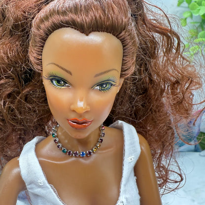 Multi Color Rhinestone Silver Doll Necklace • 16 Inch Fashion Doll Jewelry