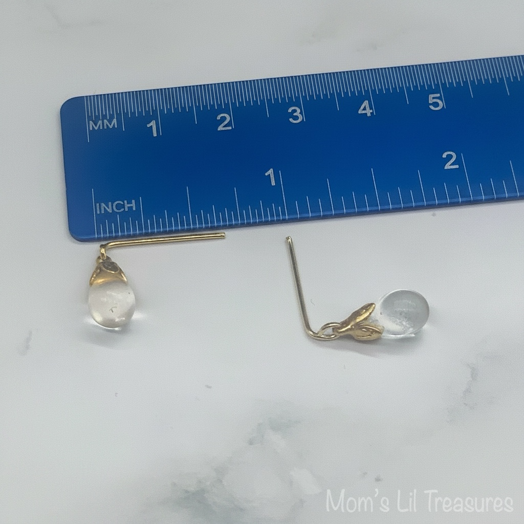 Clear Glass Teardrop Gold Filigree Doll Earrings • 18 Inch Fashion Doll Jewelry