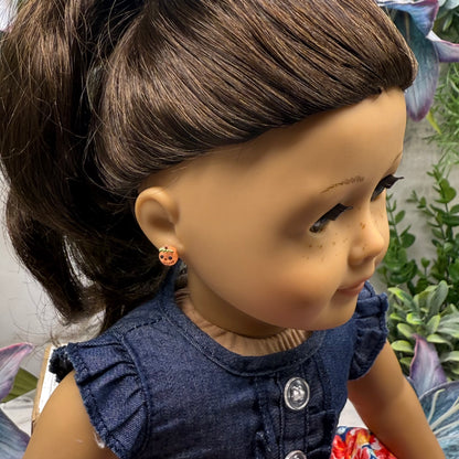 Pumpkin Halloween Post Doll Earrings • 2mm Post • fits 18” American Girl Doll