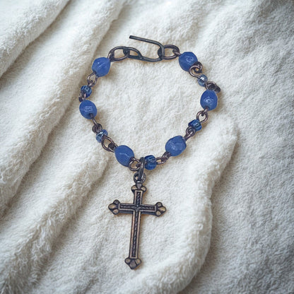 Blue Glass Cross Pendant Doll Necklace • 16 Inch Fashion Doll Jewelry