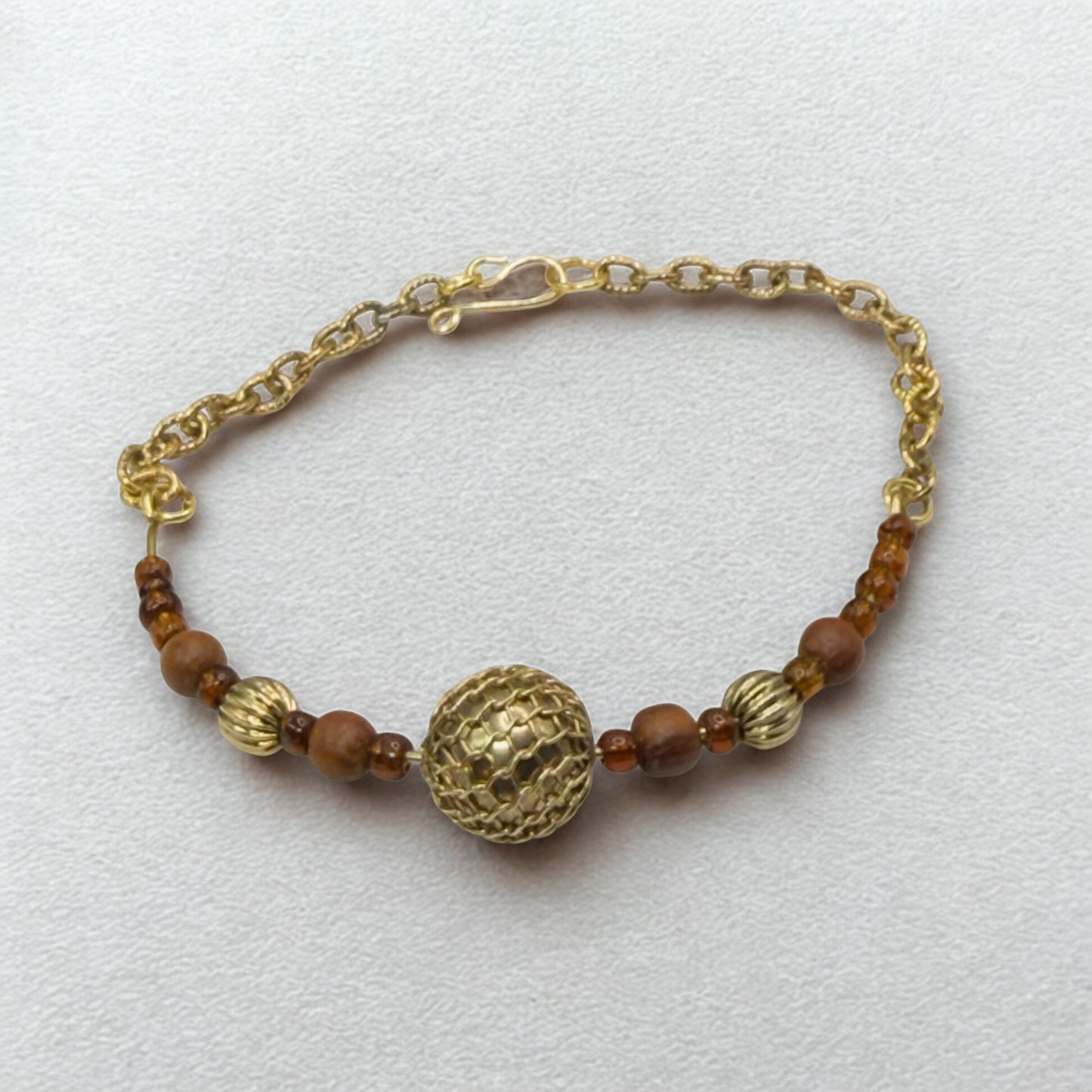 Brown Gold Beaded Flex Wire Collar Style Doll Necklace • 18 Inch Fashion Doll Jewelry