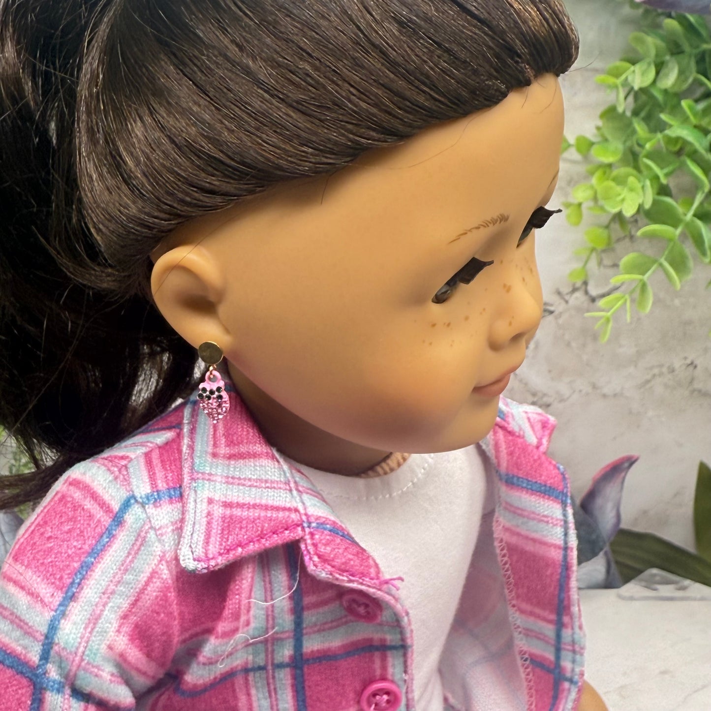 Pink Strawberry Rhinestone Accents Doll Earring DANGLE ONLY • 18” Fashion Doll Jewelry