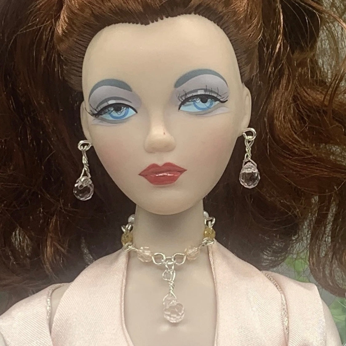 Crystal Acrylic Dangle Doll Necklace Earrings Set • 16” Fashion Doll Jewelry