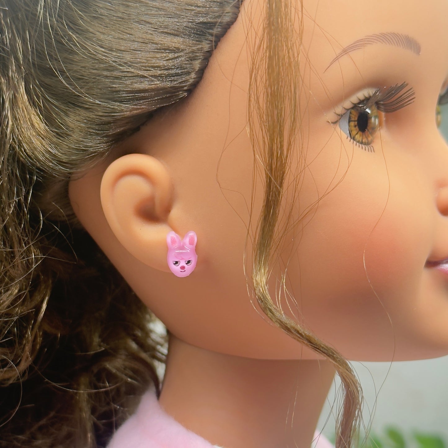 Pink Easter Bunny Post Doll Earrings • 18 Inch Fashion Doll Jewelry
