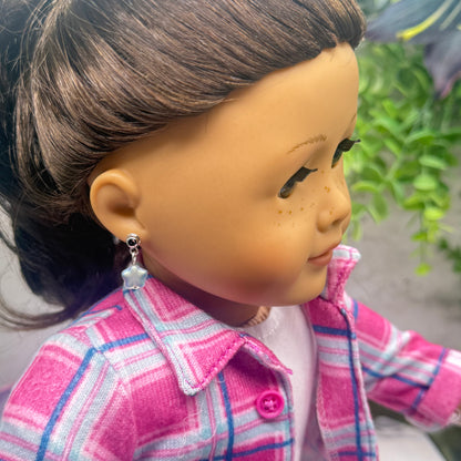 Light Blue Pearly Star Doll Earring DANGLE ONLY • 18” Fashion Doll Jewelry