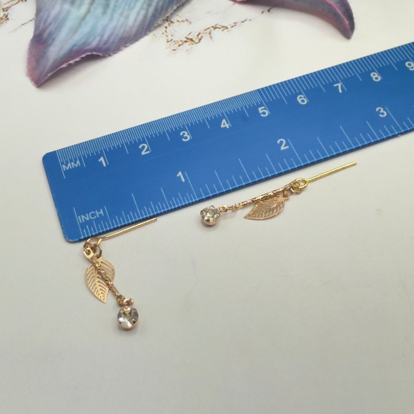 Gold Leaf Clear Rhinestone Dangles Gold Doll Necklace & Earrings • 16 Inch Fashion Doll Jewelry