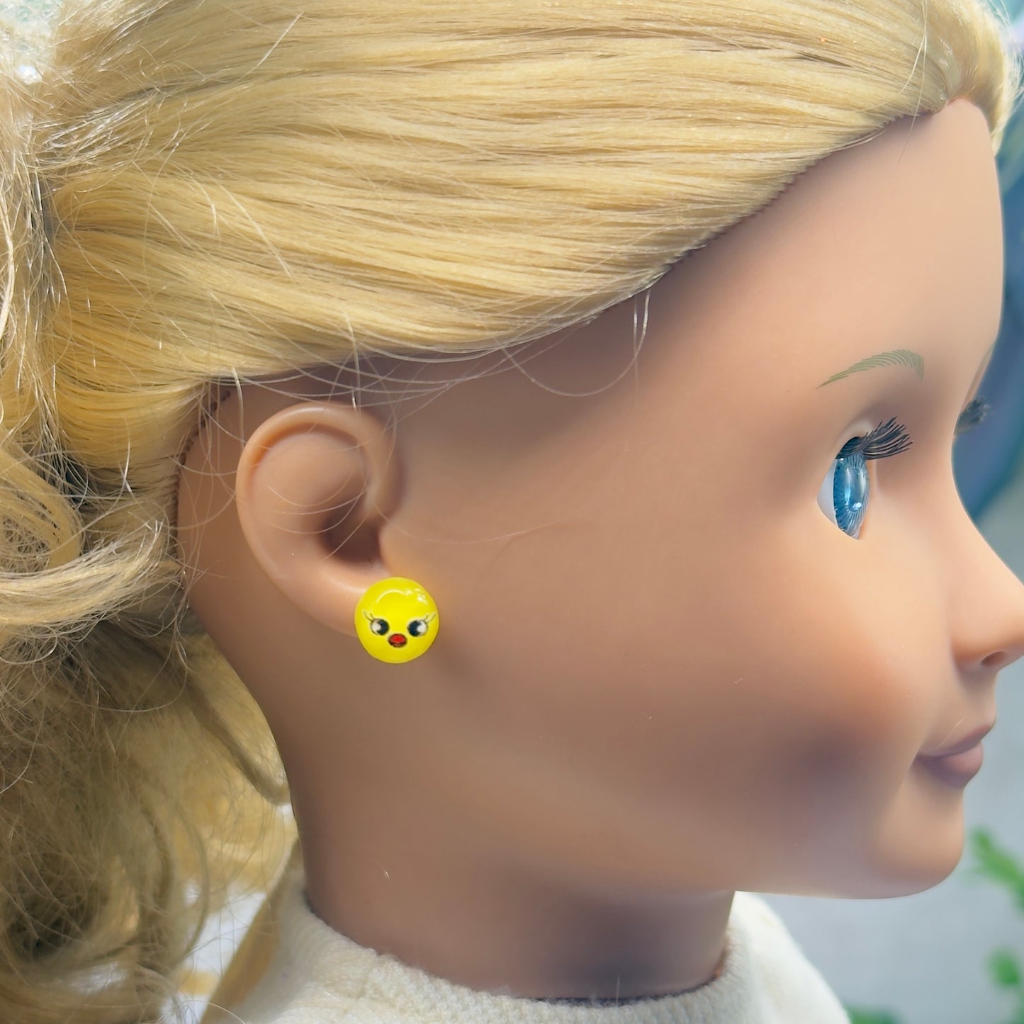 Yellow Chick Easter Post Doll Earrings • 18 Inch Fashion Doll Jewelry