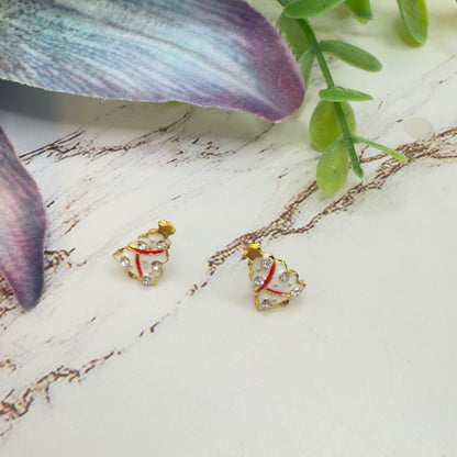 White Christmas Tree Gold Post Doll Earrings • 18 Inch Fashion Doll Jewelry