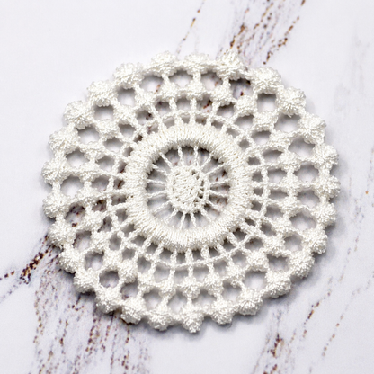 Set of 4 Off White Cream Crochet Fabric Doilies Doily • Dollhouse Miniature