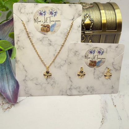 Gold Clover Charm Doll Necklace & Earrings • 18 Inch Fashion Doll Jewelry