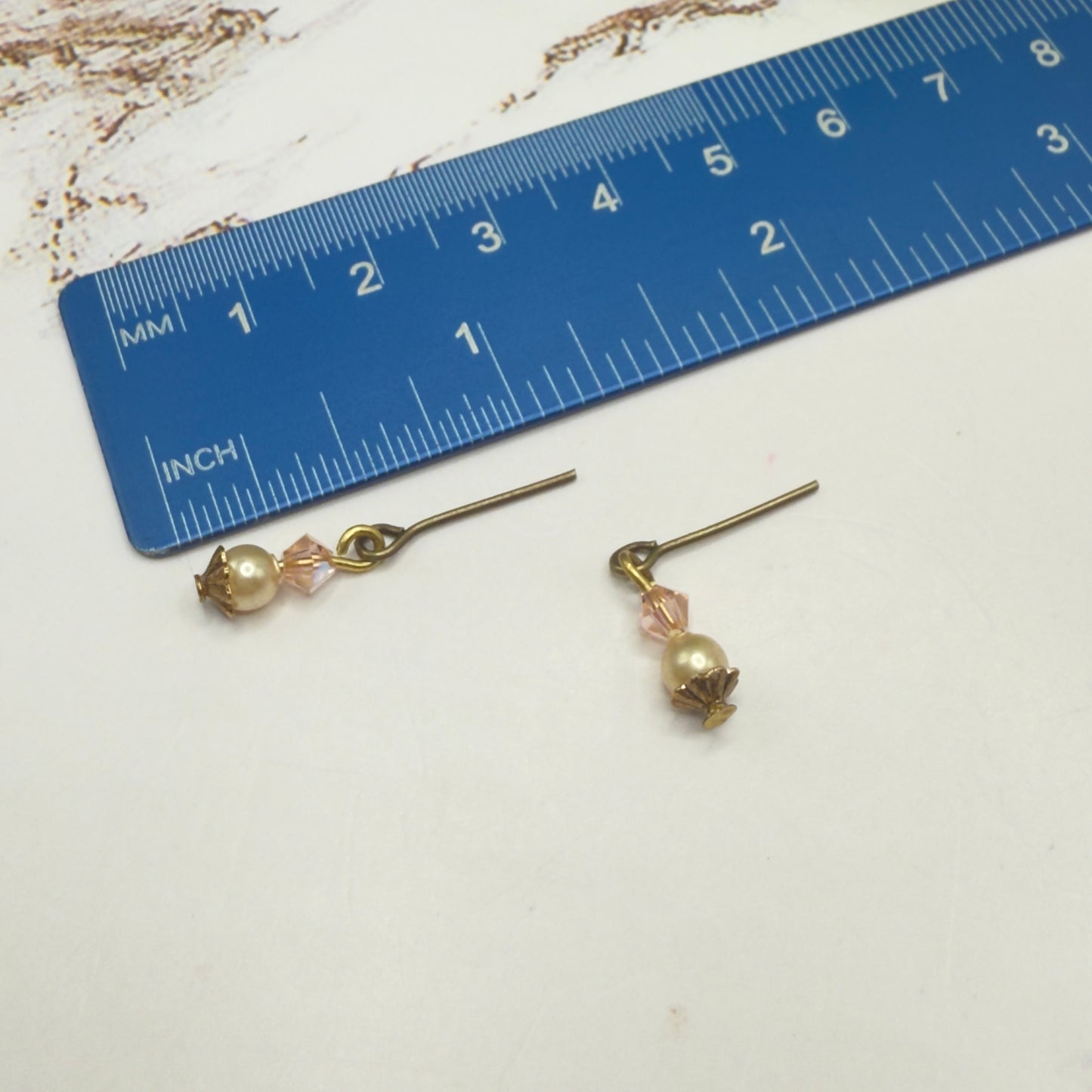 Pink Crystal Pearl Gold Y-Drop Doll Necklace & Earrings • 16 Inch Fashion Doll Jewelry