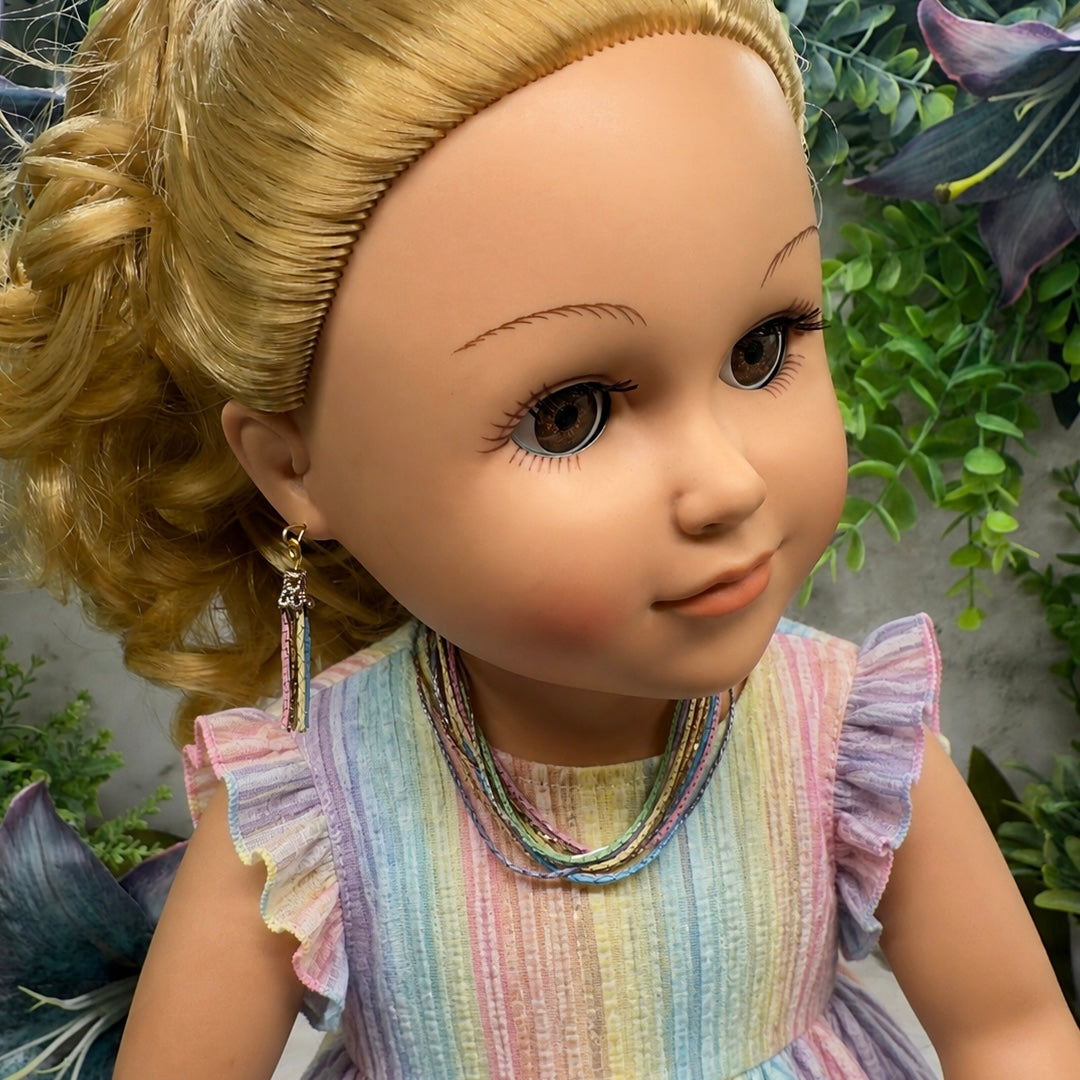 Multi Color Serpentine Chain Doll Necklace & Tassel Earrings • 18 Inch Fashion Doll Jewelry