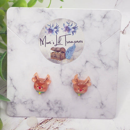 ✨Handmade Post Doll Earrings (Only fit 2mm drilled pierced ears) for 18-Inch Fashion Dolls-  American Girl • Our Generation • Journey Girls • My Life As • Adora • and more! ✨

Christmas Reindeer Rudolph Post Doll Earrings