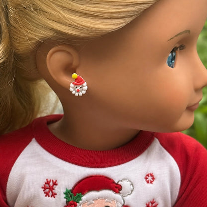 Santa Christmas Post Doll Earrings • earrings shown on 18" Our Generation doll
