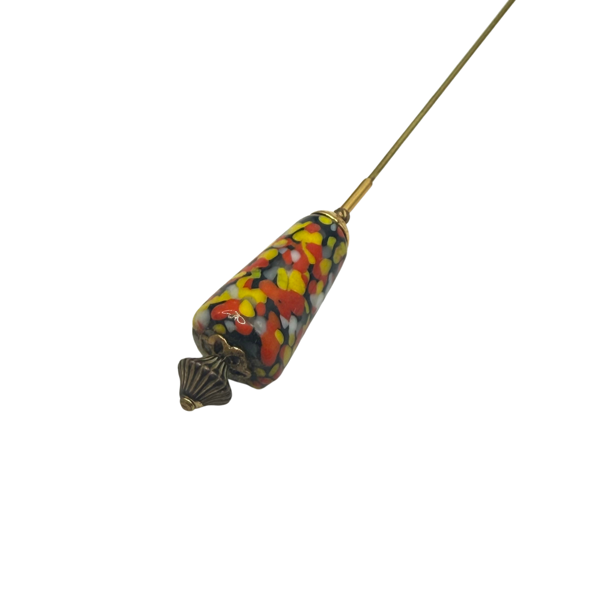 ✨ Handmade Vintage-Inspired Hatpin | Stick Pin | Hat Accessory | Sweater & Hijab Pin | Decorative Jewelry Gift for Her ✨

Cone Shape Glass Multicolor Speckle Pattern  Red Orange Yellow Black - 6 Inch Hatpin