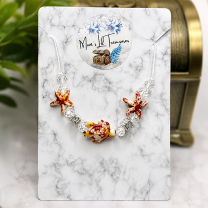✨Handmade Doll Jewelry Designed to Fit popular 18 Inch Fashion Dolls: add a little “Summer Fun ☀️ Beachy Style 🏝️” to your favorite doll!✨

Coral Red Yellow Starfish Sea Turtle Beaded Doll Necklace