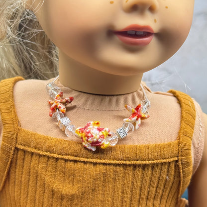 ✨Handmade Doll Jewelry Designed to Fit popular 18 Inch Fashion Dolls: add a little “Summer Fun ☀️ Beachy Style 🏝️” to your favorite doll!✨

Coral Red Yellow Starfish Sea Turtle Beaded Doll Necklace
