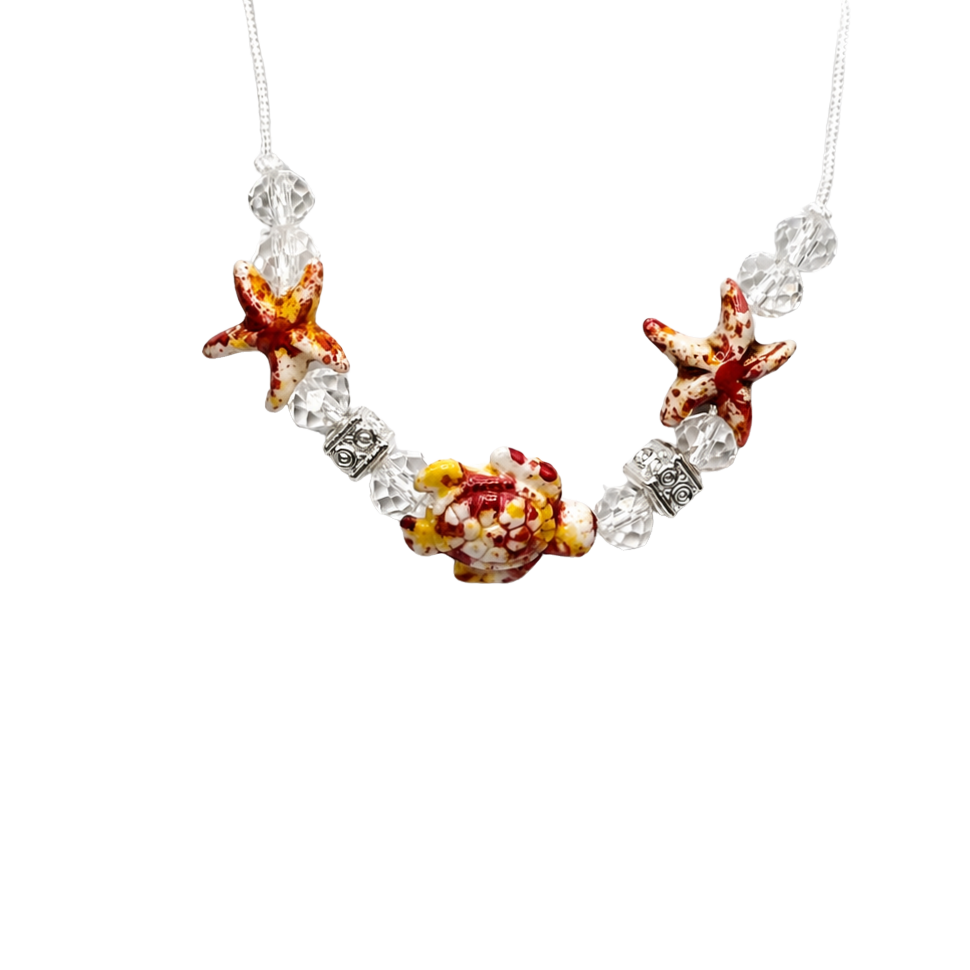 ✨Handmade Doll Jewelry Designed to Fit popular 18 Inch Fashion Dolls: add a little “Summer Fun ☀️ Beachy Style 🏝️” to your favorite doll!✨

Coral Red Yellow Starfish Sea Turtle Beaded Doll Necklace