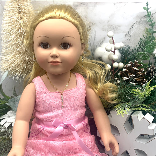 Clear Rhinestone Necklace Earrings  Set • 18 Inch Fashion Doll Jewelry