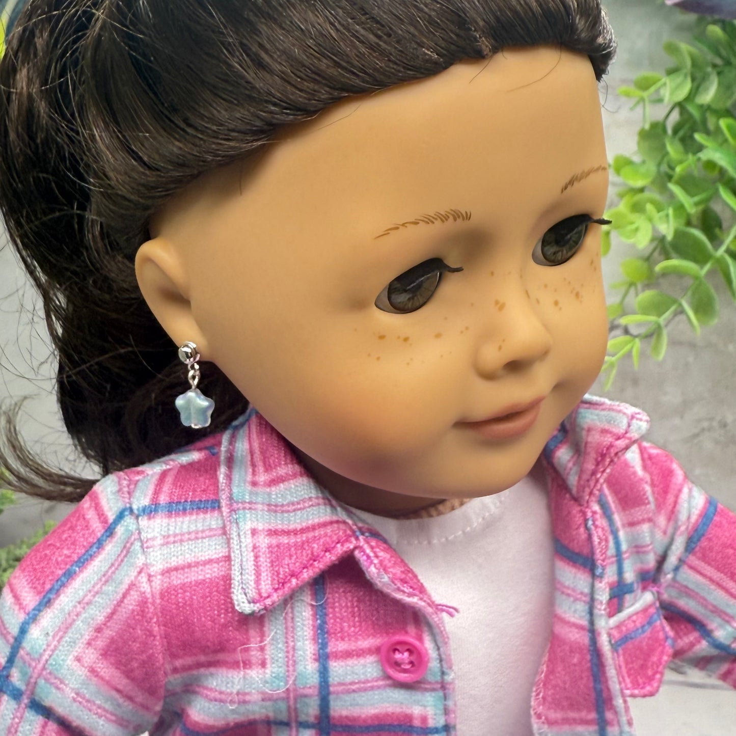 Light Blue Pearly Star Doll Earring DANGLE ONLY • 18” Fashion Doll Jewelry