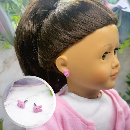 Pink Easter Bunny Post Doll Earrings • 2mm Post for 18 Inch Fashion Doll (Copy)