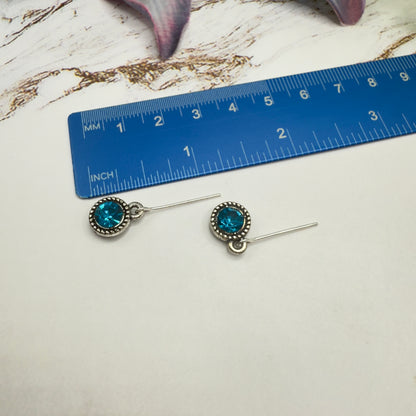 Round Turquoise Rhinestone Pendant Silver Link Doll Necklace Earrings Bracelet Set • 18 Inch Fashion Doll Jewelry