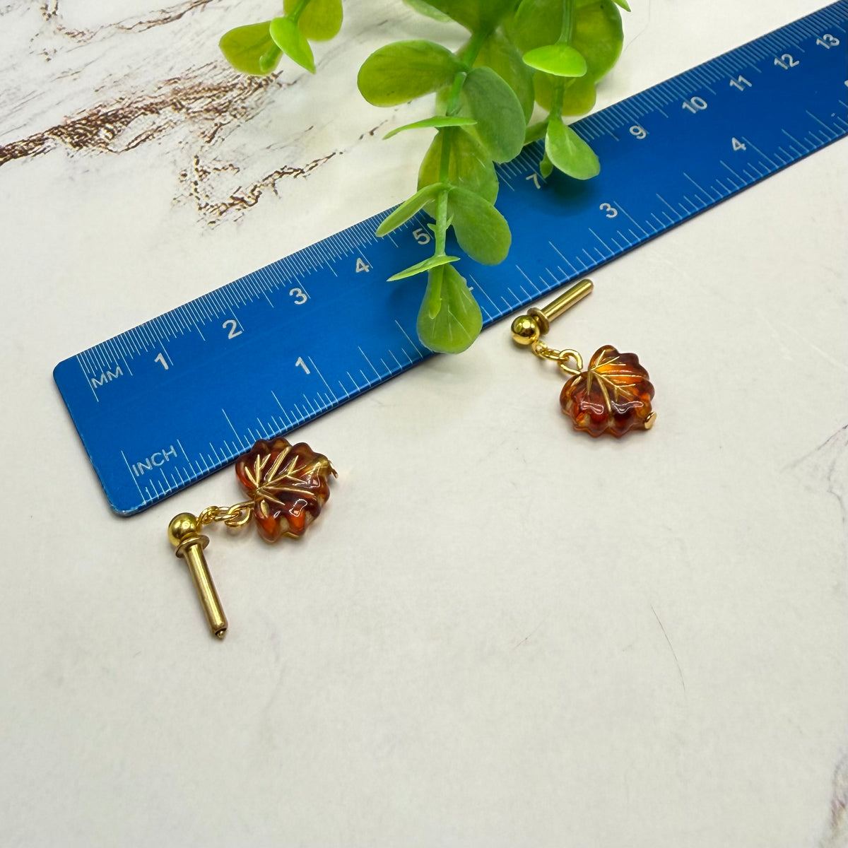 Autumn Fall Leaf Dangle 2mm Post Doll Earrings & Necklace | fits 18 Inch Dolls • American Girl
