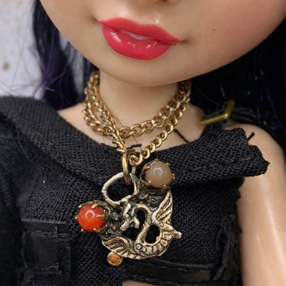 Dragon Charm Doll Necklace Earring Set for 10-12” Trend Fashion Doll Jewelry 1:6