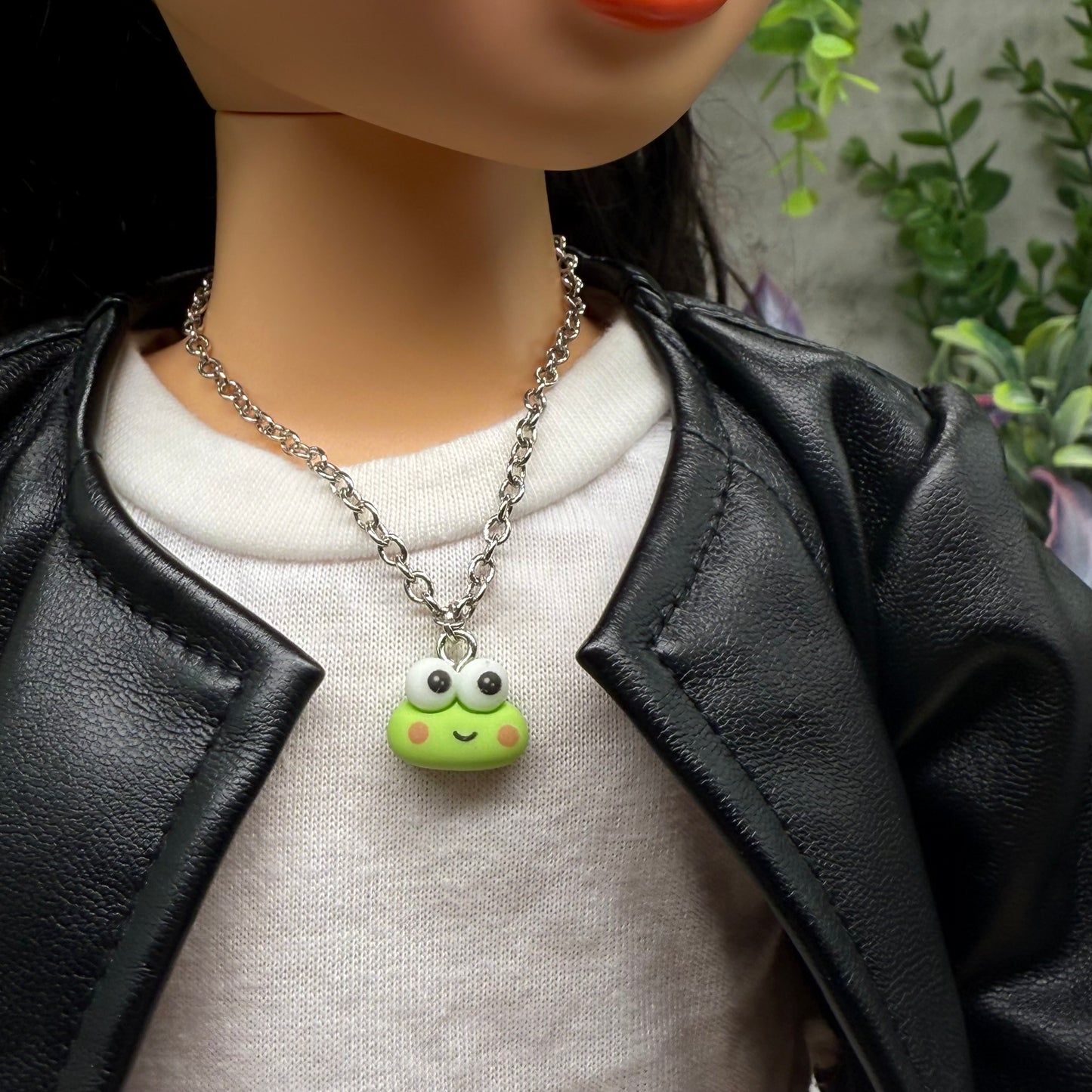 Keroppi Cute Frog Charm Necklace & Earrings Set • 18 Inch Fashion Doll Jewelry