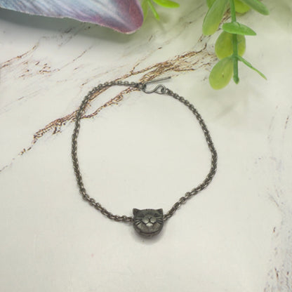 Silver Pewter Tone Cat Slide Charm Doll Necklace • 18 Inch Fashion Doll Jewelry