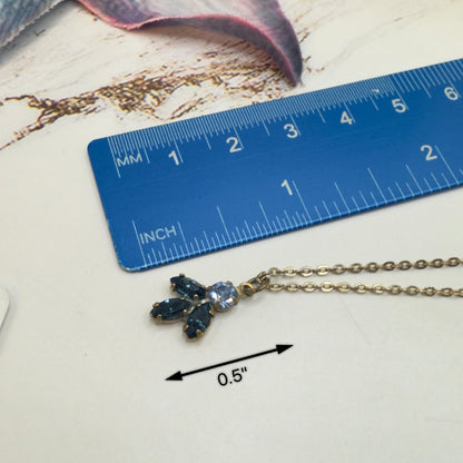 Blue Rhinestone Gold Tone Dangle Doll Earrings and Necklace Set • 18 Inch Fashion Doll Jewelry