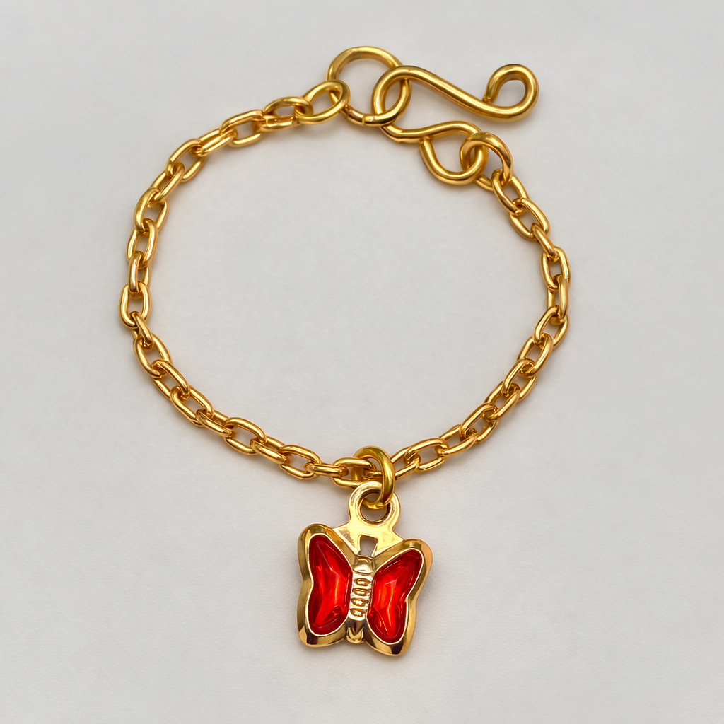 Gold Chain Red Crystal Butterfly Charm Doll Necklace • 16 Inch Fashion Doll Jewelry
