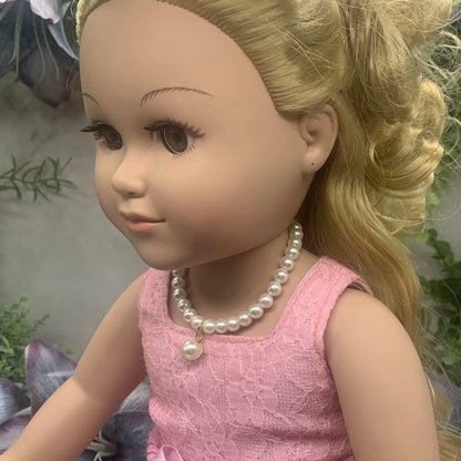 Pearl Strand Doll Necklace W/ Pendant • 18 Inch Fashion Doll Jewelry