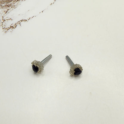Black Center Glittery Ruffle Heart Post Doll Earrings • 2mm Post for 18 Inch Fashion Doll