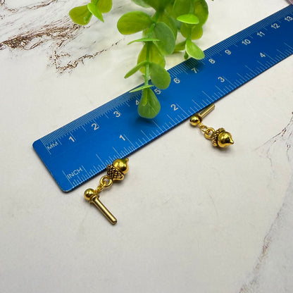 Acorn Autumn Gold Dangle 2mm Post Doll Earrings • fits 18 Inch Doll • American Girl