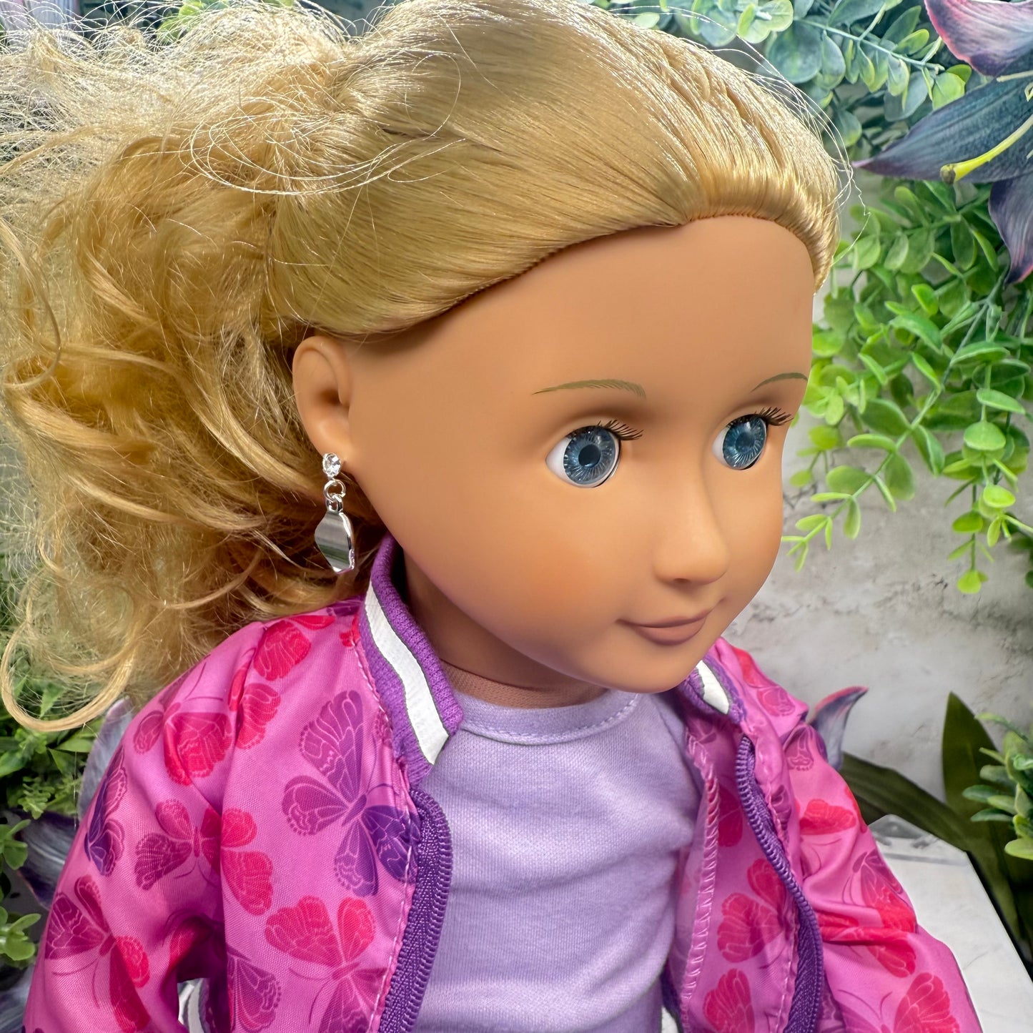 Silver Dangle Clear Rhinestone Post Doll Earrings • 18 Inch Fashion Doll Jewelry