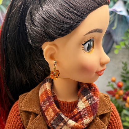 Fall Autumn Leaf Dangle Post Doll Earrings | for 18 Inch Fashion Dolls