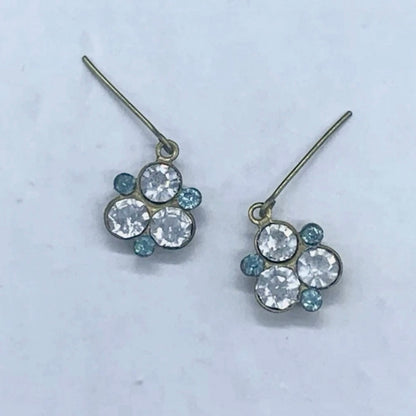 Blue & Clear Rhinestone Dangle Doll Earrings for 18-22” Vintage Doll Jewelry