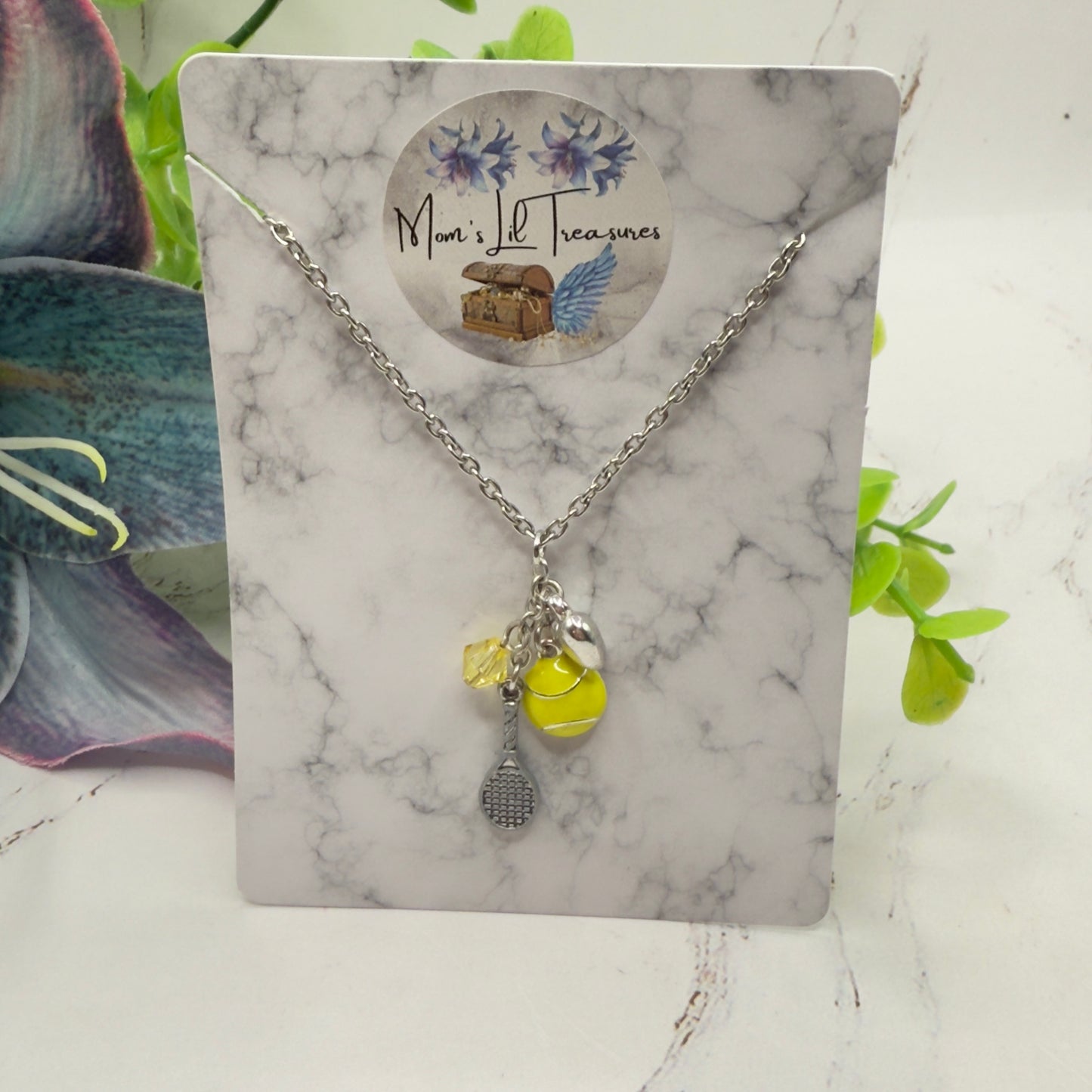 Love Tennis Multi Charm Silver Doll Necklace • 18 Inch Fashion Doll Jewelry