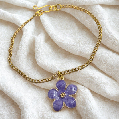 Purple Flower Charm Gold Chain Doll Necklace • 18 Inch Fashion Doll Jewelry