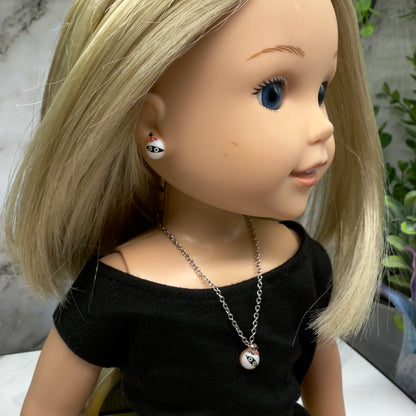 Halloween Mummy Charm Doll Necklace and Earrings Set • 14 Inch Doll Jewelry