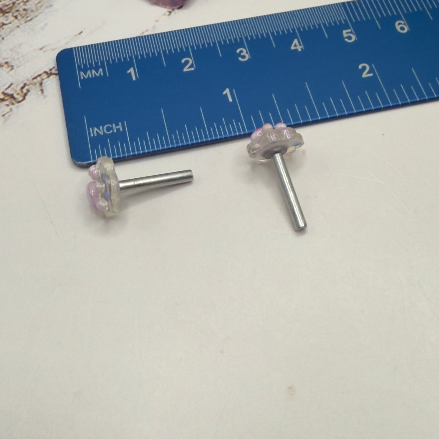 Light Pink Purple Paw Print Post Doll Earrings • 2mm Post 18 Inch Fashion Doll