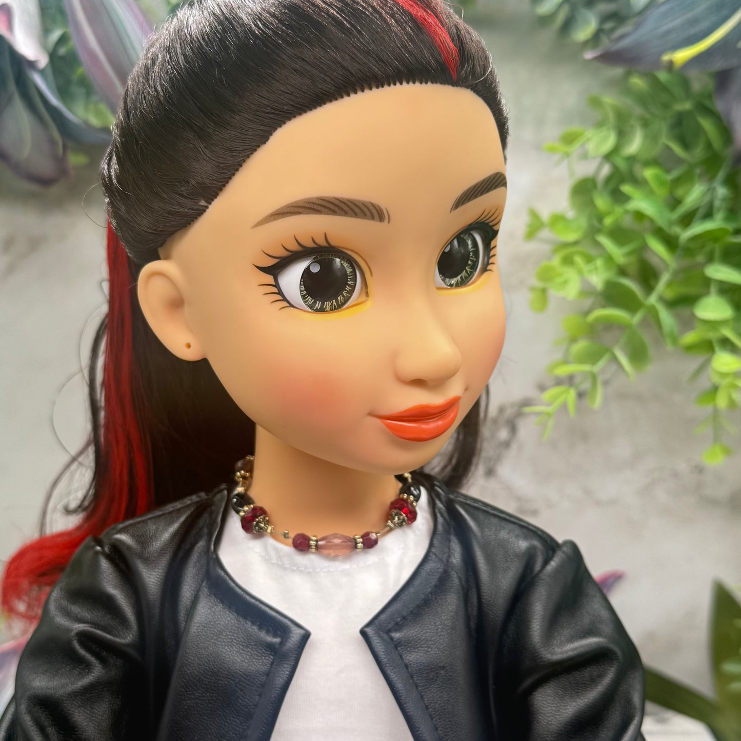 Red Black Multi Color Beaded Wire Strung Doll Necklace • 18 Inch Fashion Doll Jewelry