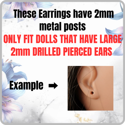 Light Blue Paw Print Acrylic Post Doll Earrings • 2mm Post fit 18 Inch Fashion Doll